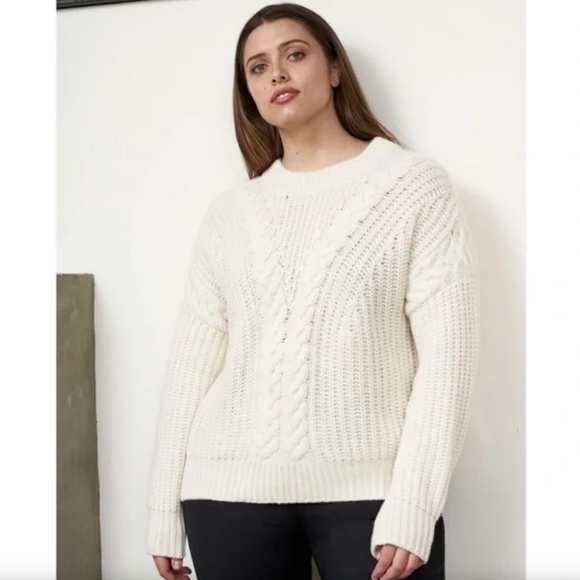 La Ligne Scotia Cable-knit Cashmere Sweater in Cream